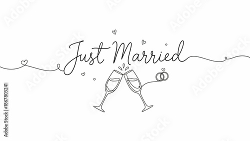 Wedding Celebration, Just Married Couple, Festive Venue, Graphic Art, Joyful Vibe, Creative Perspective