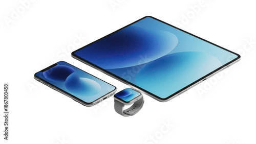 Apple devices mockup display on transparent background
