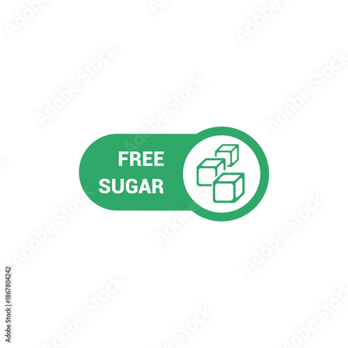 vector icon sign without added sweeteners, no sugar, health label packaging.