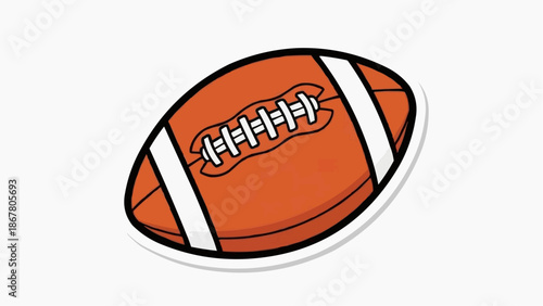 A vibrant orange football icon with white laces and stripes on a clean white background