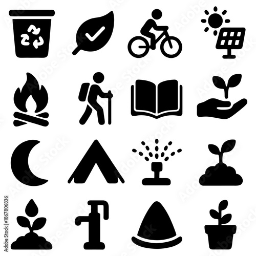 Eco-Friendly Icons: A visual tapestry of eco-friendly elements, this image weaves together diverse symbols representing nature conservation, sustainability, and mindful living.