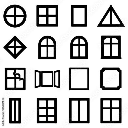 Window Variety: A collection of various window designs, each showcasing a unique shape and style, offering a visual exploration of architectural elements and design possibilities.