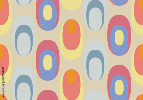 Seamless Mid Century Modern Retro Oval Geometric Pattern
