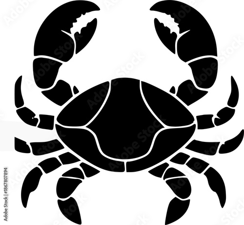 Black silhouette tattoo design of a tribal crab and turtle animal symbol with a tarantula spider bug insect icon for nature art illustration