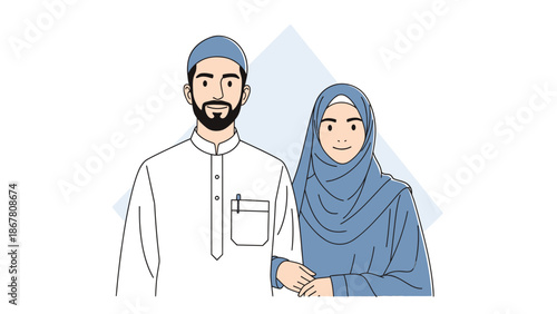 muslim couple, man and woman in traditional clothing