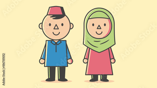 happy muslim couple in traditional clothing