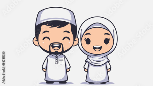 happy muslim couple in traditional clothing