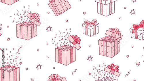 Festive gift box pattern with hand-drawn style for celebrating special events
