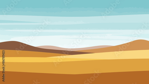 Minimalist Desert Landscape Illustration with Sky and Sand Dunes for Backgrounds