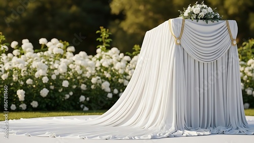 Romantic Floral Setting for an Outdoor Event, Elegantly Decorated Scene