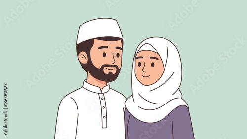 muslim couple, man and woman in traditional clothing