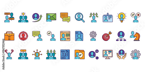 Human Resources icons set vector illustration