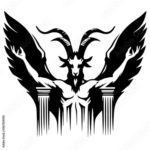 Silhouette of the statue of Baphomet