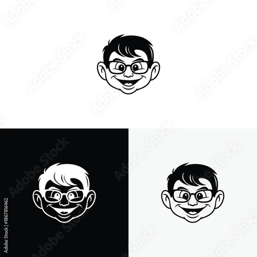 Retro cartoon face illustration character design with vintage style
