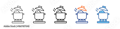 Cooking Pot Different Set Vector Icon