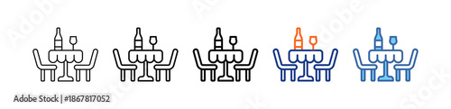 Dining Table Different Set Vector Icon