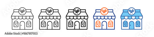 Restaurant Building Different Set Vector Icon