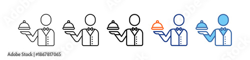 Waiter Service Different Set Vector Icon
