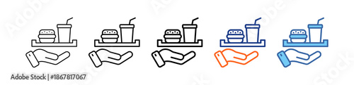 Food Tray Different Set Vector Icon