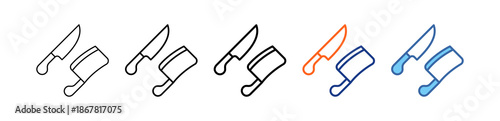 Kitchen Knife Different Set Vector Icon