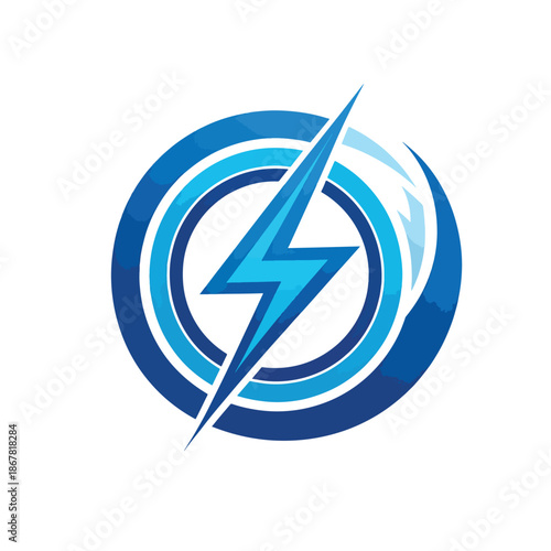 Free Download Dynamic blue lightning bolt icon in concentric circles, symbolizing speed and power in abstract graphic art - GFXLoad