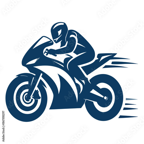 Dynamic Illustration of a Motorcyclist Racing a Sport Bike at High Speed