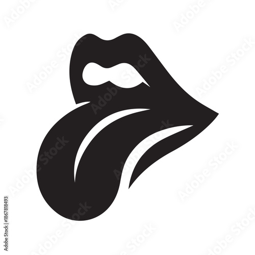 vector illustration of a black and white lips with teeth