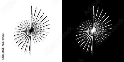 Dynamic abstract spiral sound wave rhythm lines. Circular spiral sound wave rhythm of lines. Circular futuristic abstract lines, black and white background.	
