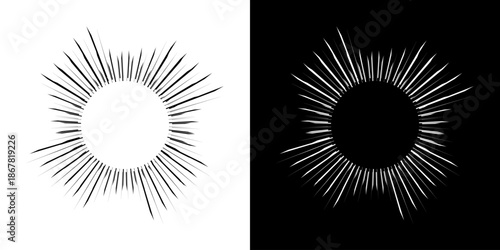 Dynamic abstract spiral sound wave rhythm lines. Circular spiral sound wave rhythm of lines. Circular futuristic abstract lines, black and white background.	