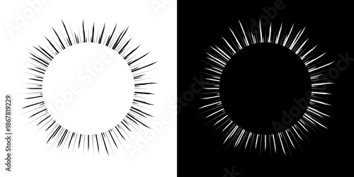 Dynamic abstract spiral sound wave rhythm lines. Circular spiral sound wave rhythm of lines. Circular futuristic abstract lines, black and white background.	