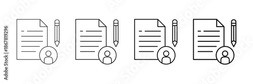 Resume File Icons Vector Set In Different Stroke Line Style