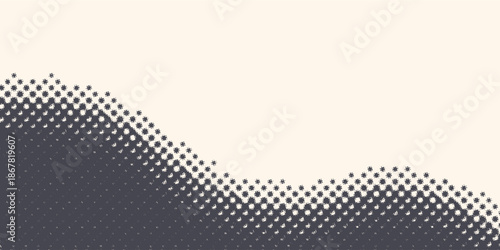 Modern Halftone Checkered Pattern Vector Rounded Square Dots Horizontal Smooth Curved Border Black Abstract Background. Modern Trendy design in vector Illustration