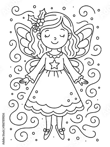 Enchanted Fairy in Flight: A whimsical fairy with delicate wings and a radiant smile floats gracefully through a realm of swirling magic, embodying enchantment and wonder.