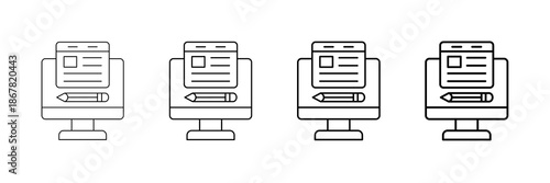 Blog Post Icons Vector Set In Different Stroke Line Style