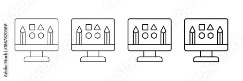 Graphic Design Icons Vector Set In Different Stroke Line Style