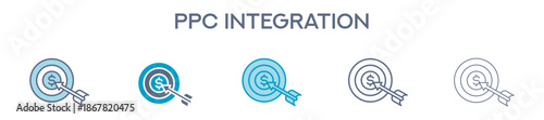 Ppc Integration Element For Design Graphic - Multi Styles. Vector Illustration Of Two Colored And Black. Multiple Icons Designs Can Be Used For Mobile, Ui, Web 