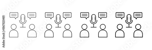 Podcast Icons Vector Set In Different Stroke Line Style