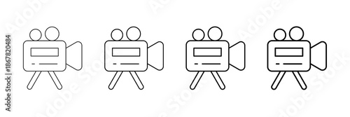 Video Camera Icons Vector Set In Different Stroke Line Style
