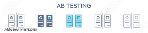 Ab Testing Element For Design Graphic - Multi Styles. Vector Illustration Of Two Colored And Black. Multiple Icons Designs Can Be Used For Mobile, Ui, Web 