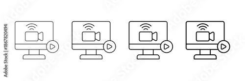 Live Stream Icons Vector Set In Different Stroke Line Style