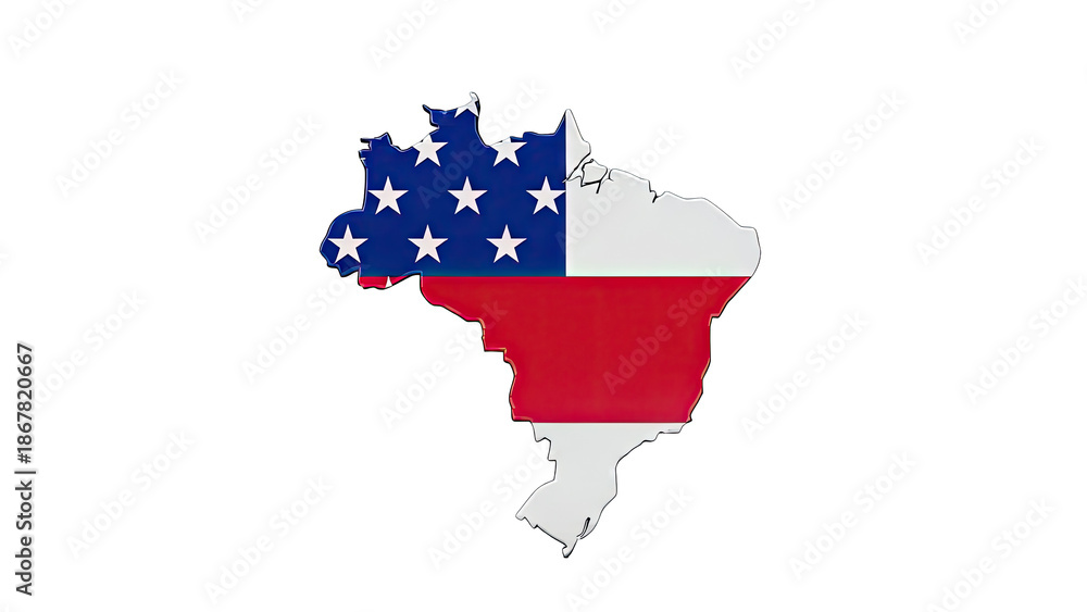 Fototapeta premium Map of Brazil with Amazonas State Flag
