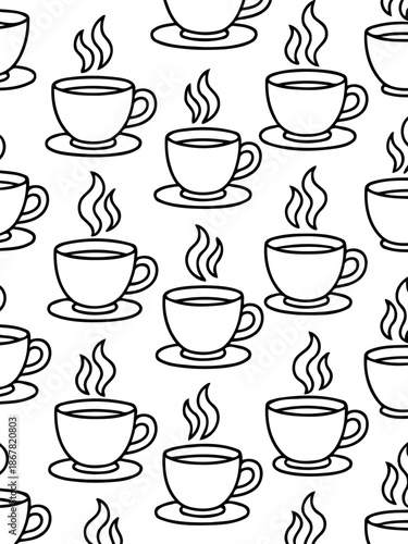 Warm Steam: An artistic illustration, featuring the comforting sight of many hot drinks with delightful steam, presenting a sense of warmth and enjoyment.