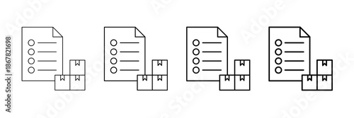 Product List Icons Vector Set In Different Stroke Line Style