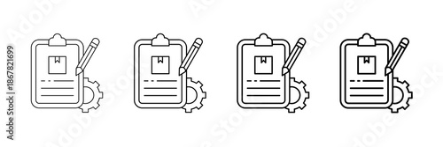 Order Process Icons Vector Set In Different Stroke Line Style