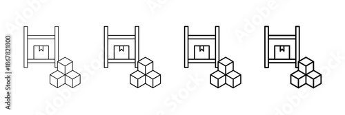 Warehouse Icons Vector Set In Different Stroke Line Style