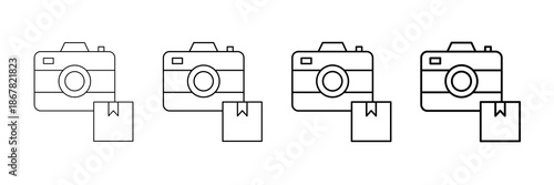 Product Photo Icons Vector Set In Different Stroke Line Style