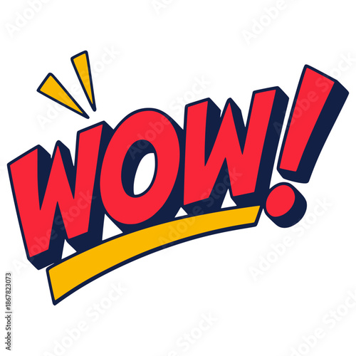 wow typography text effect flat color vector illustration template design