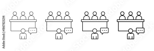 Job Interview Icons Vector Set In Different Stroke Line Style