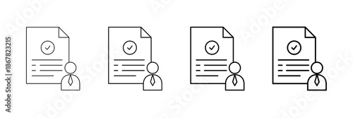 Employee File Icons Vector Set In Different Stroke Line Style