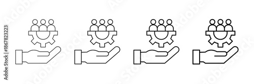 Team Building Icons Vector Set In Different Stroke Line Style